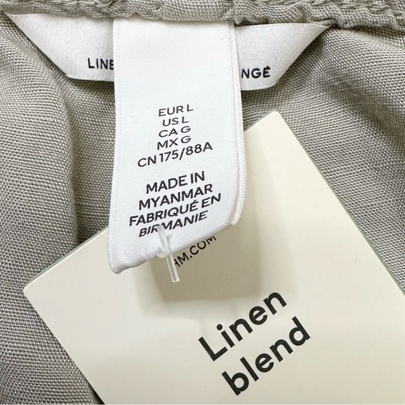 NWT H&M Linen Blend Drawstring Pull On Jogger Pants, Sz Large - Picture 9 of 12